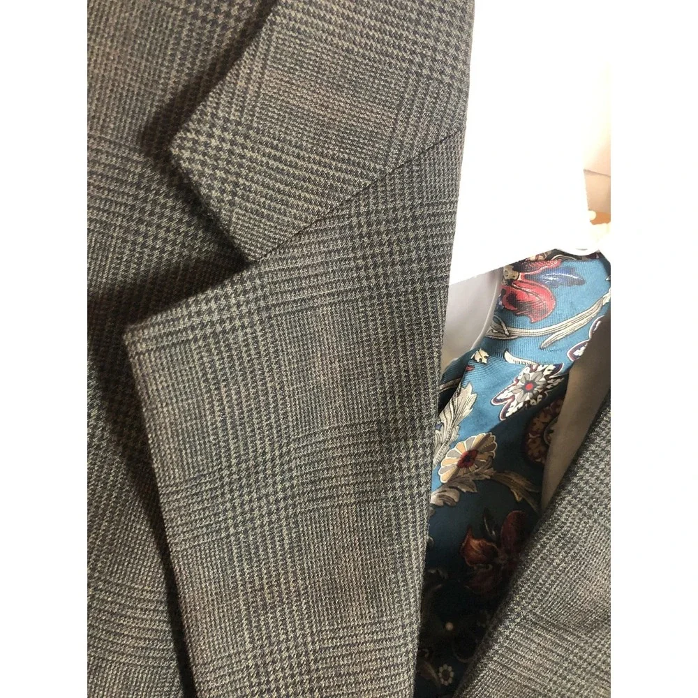 Oscar De‎ La Renta Signature Sport Coat Mens 44R Gray Wool Plaid Jacket Classic